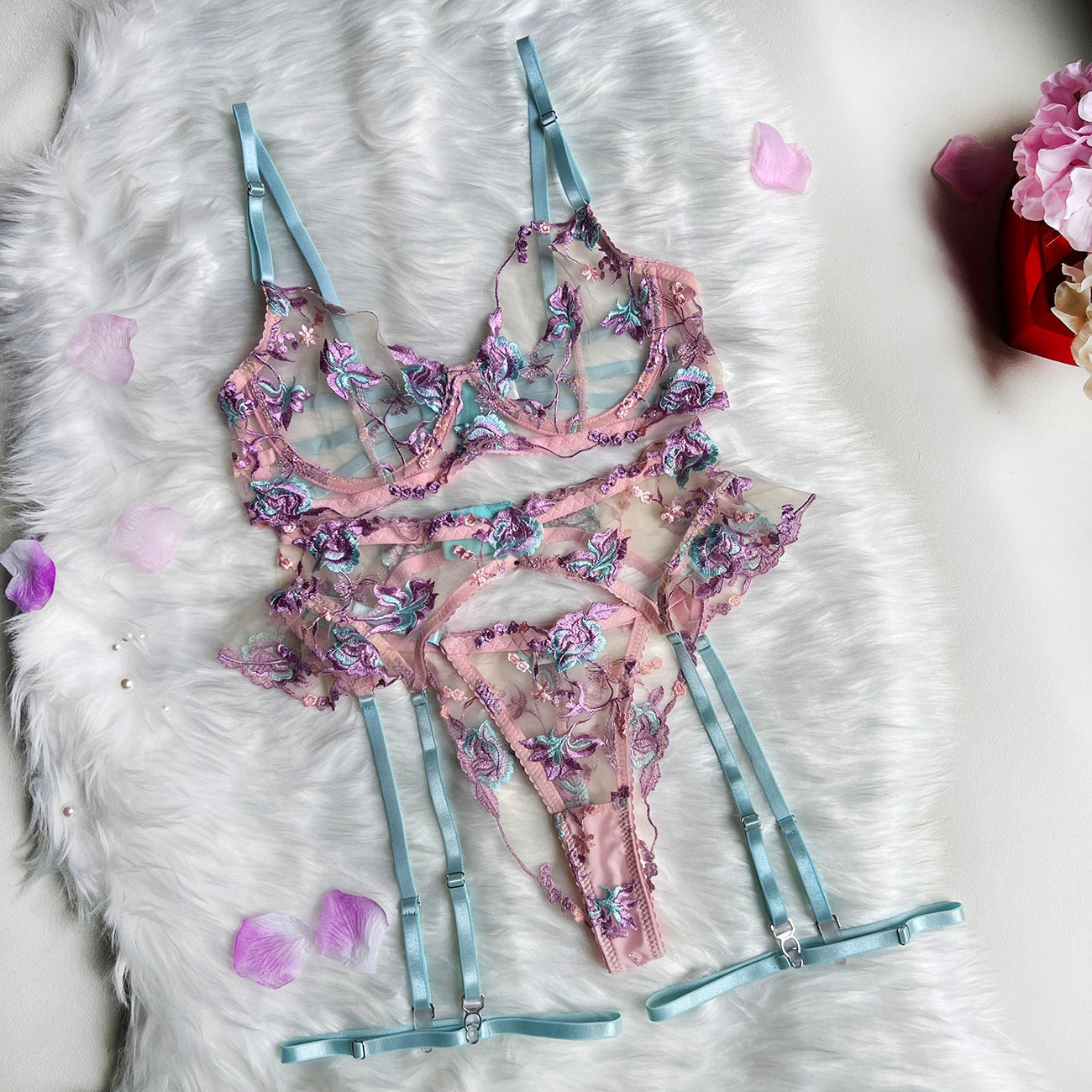 Becky | Set Intimo Floreale Francese 3 Pezzi